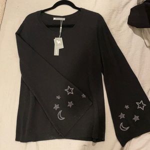 Cashmere Sweater with Moon and Star Sleeves